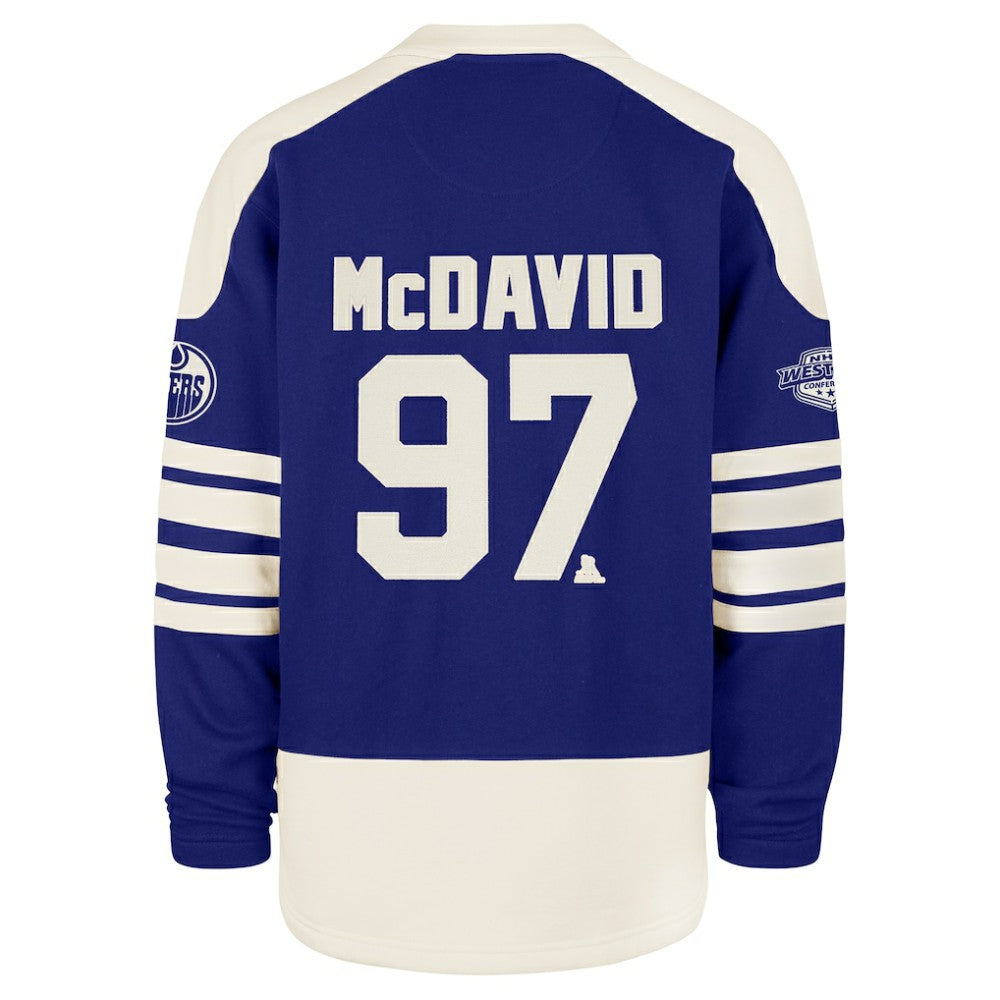 Connor McDavid Edmonton Oilers '47 Player Name & Number Sweep Check Eternal Lacer Sweatshirt - Royal - NHL