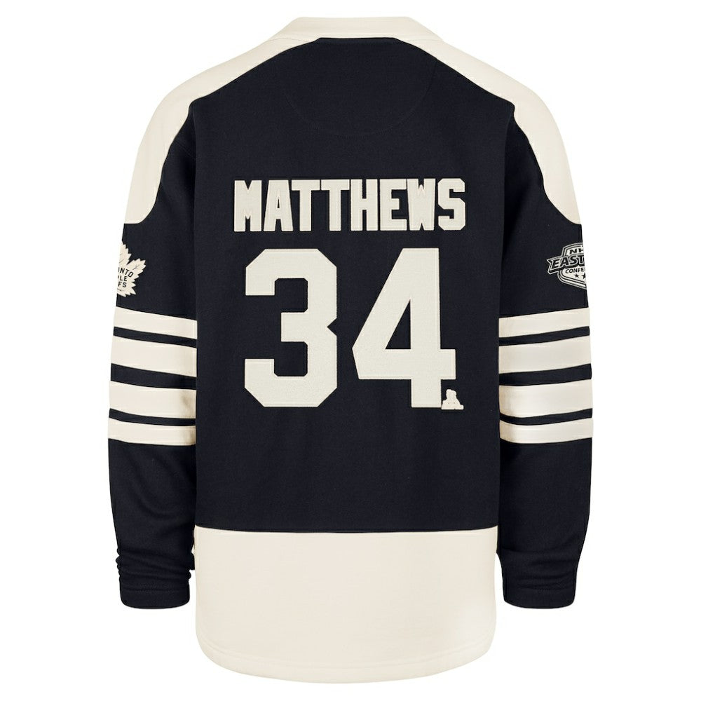 Auston Matthews Toronto Maple Leafs '47 Player Name & Number Sweep Check Eternal Lacer Sweatshirt - Navy - NHL