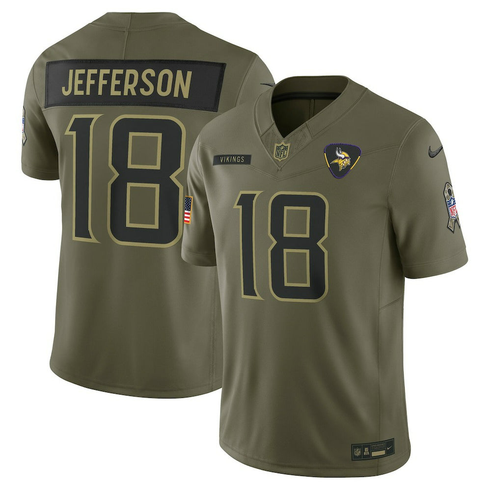 Justin Jefferson Minnesota Vikings 2025 Salute to Service Limited Jersey Olive | Nike for Sale