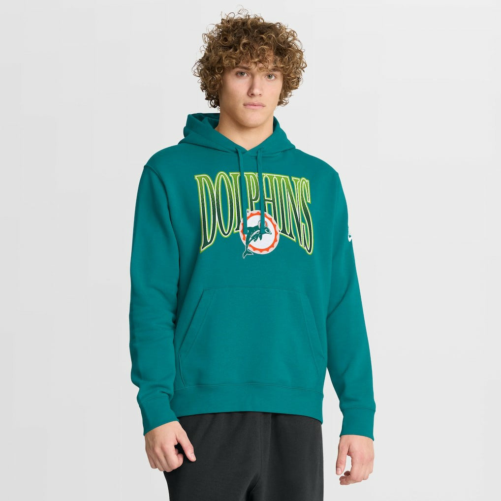 Miami Dolphins Full Blitz Club Fleece Pullover Hoodie Aqua | Nike for Sale