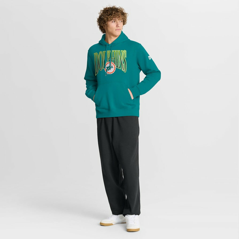 Miami Dolphins Full Blitz Club Fleece Pullover Hoodie Aqua | Nike for Sale