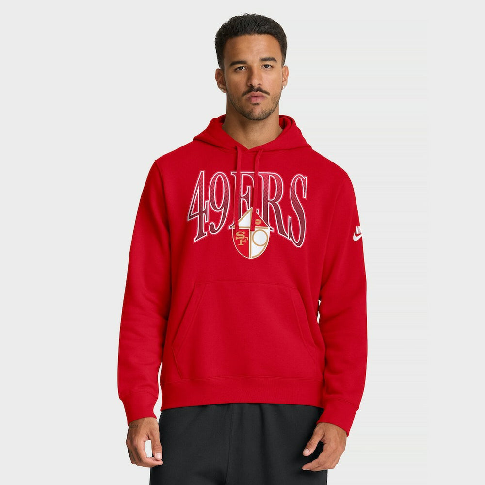 San Francisco 49ers Full Blitz Club Fleece Pullover Hoodie Scarlet | Nike for Sale