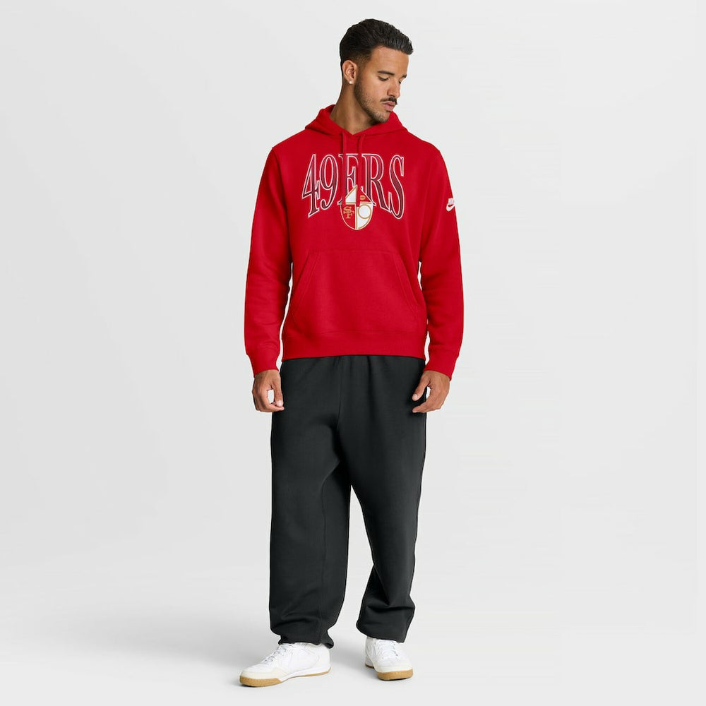 San Francisco 49ers Full Blitz Club Fleece Pullover Hoodie Scarlet | Nike for Sale
