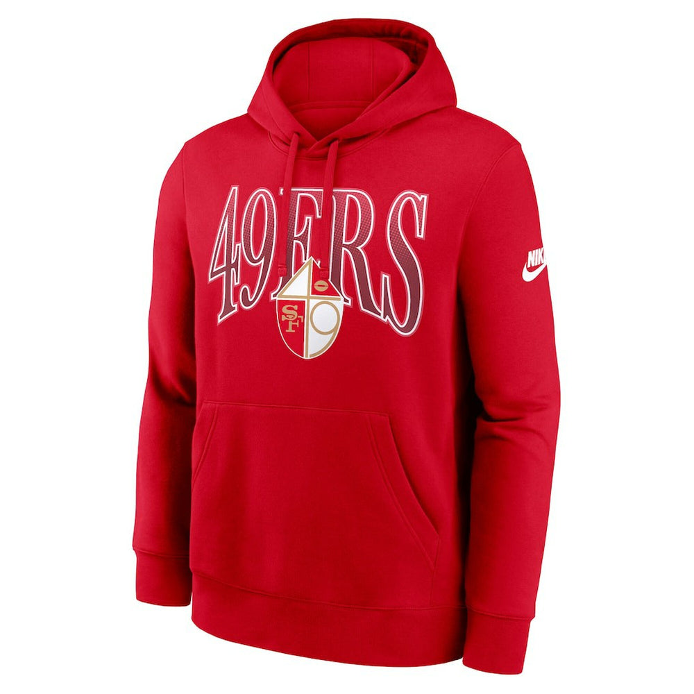San Francisco 49ers Full Blitz Club Fleece Pullover Hoodie Scarlet | Nike for Sale