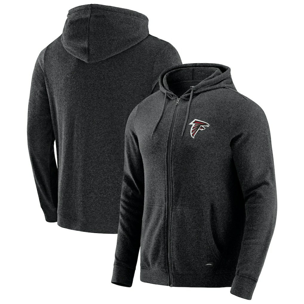 Atlanta Falcons J. Palmer Players Lounge Tri-Blend Full-Zip Hoodie Dark Heather Gray | NFL