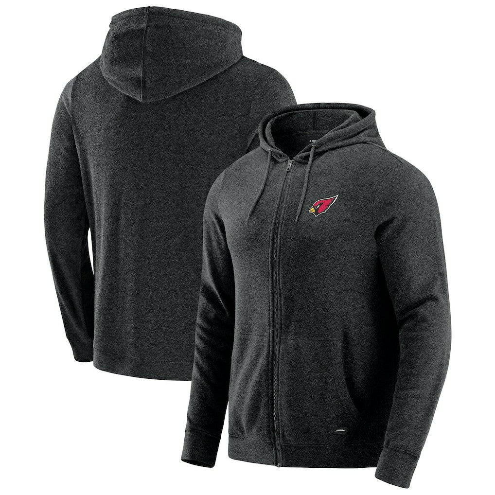 Arizona Cardinals J. Palmer Players Lounge Tri-Blend Full-Zip Hoodie Dark Heather Gray | NFL