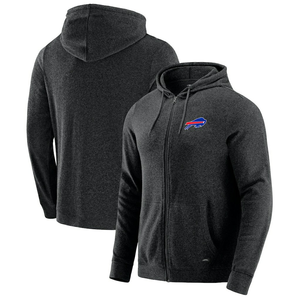 Buffalo Bills J. Palmer Players Lounge Tri-Blend Full-Zip Hoodie Dark Heather Gray | NFL
