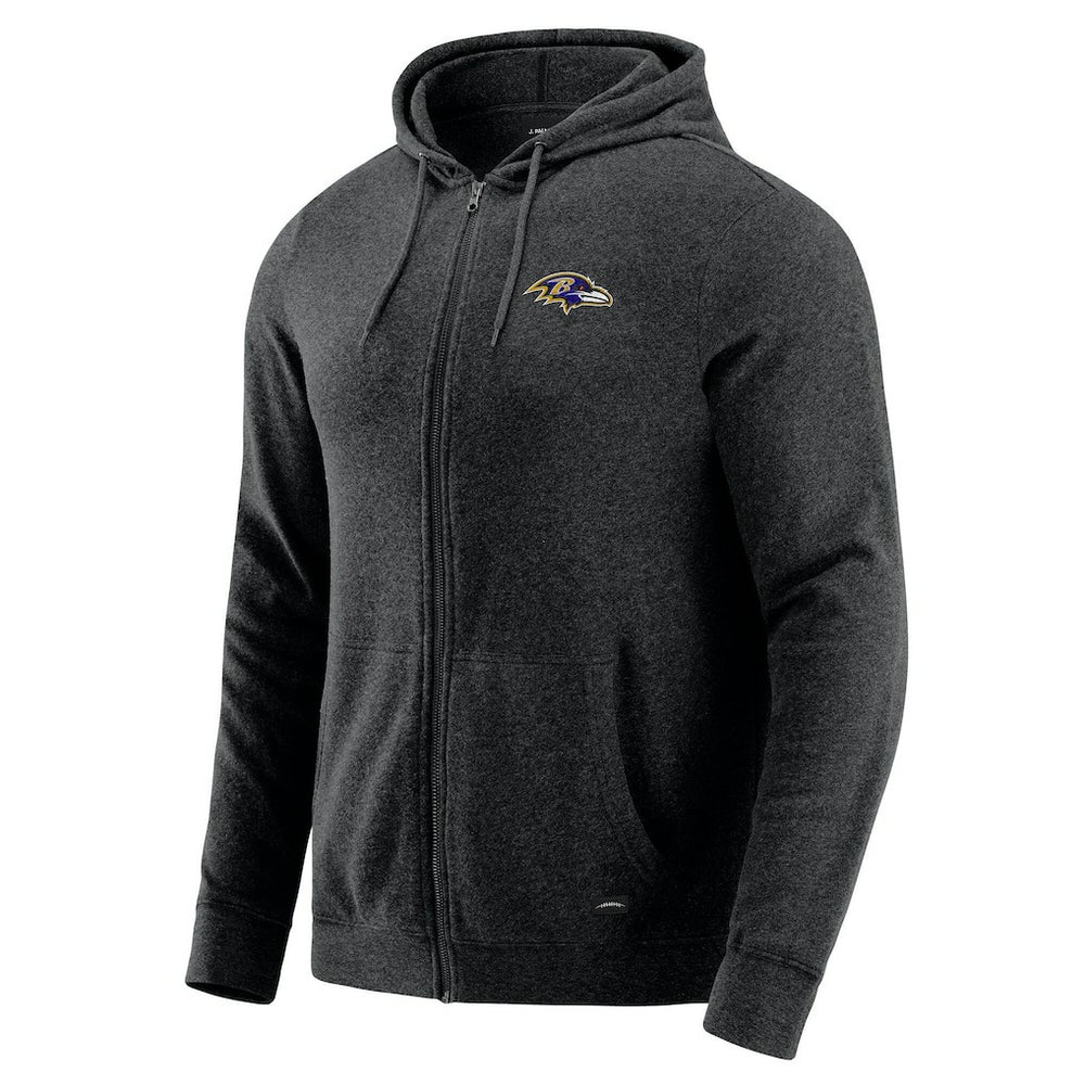 Baltimore Ravens J. Palmer Players Lounge Tri-Blend Full-Zip Hoodie Dark Heather Gray | NFL