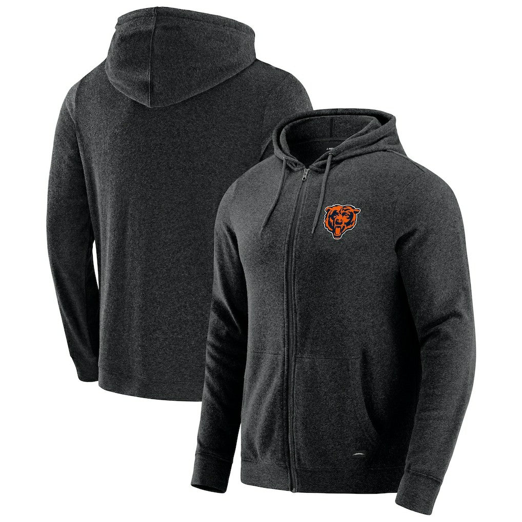 Chicago Bears J. Palmer Players Lounge Tri-Blend Full-Zip Hoodie Dark Heather Gray | NFL