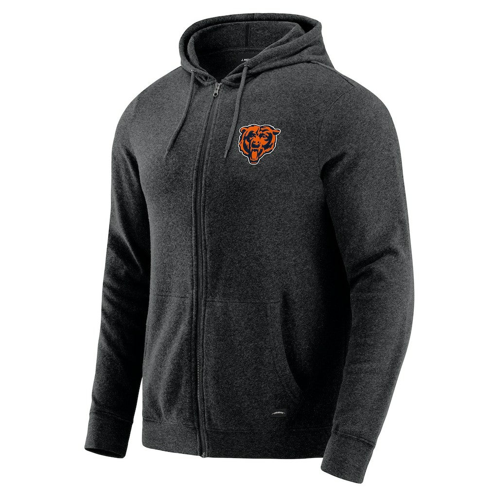 Chicago Bears J. Palmer Players Lounge Tri-Blend Full-Zip Hoodie Dark Heather Gray | NFL