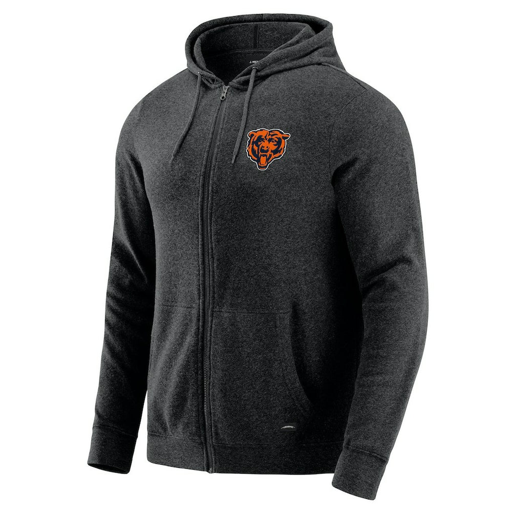 Chicago Bears J. Palmer Players Lounge Tri-Blend Full-Zip Hoodie Dark Heather Gray | NFL