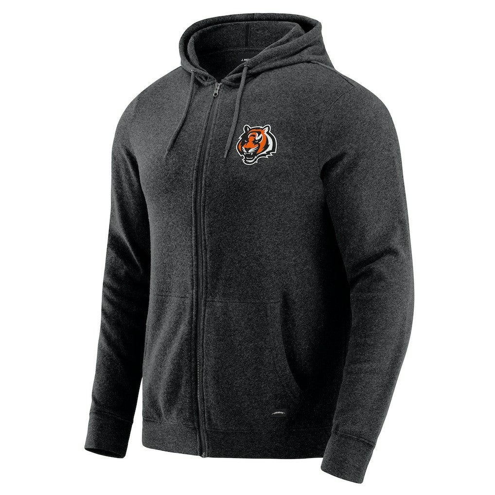 Cincinnati Bengals J. Palmer Players Lounge Tri-Blend Full-Zip Hoodie Dark Heather Gray | NFL