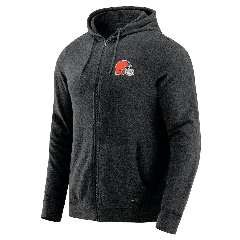 Cleveland Browns J. Palmer Players Lounge Tri-Blend Full-Zip Hoodie Dark Heather Gray | NFL