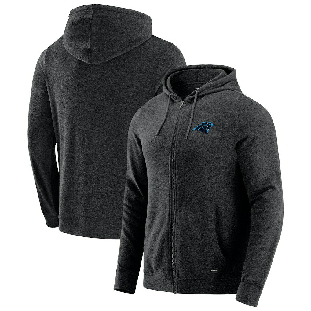 Carolina Panthers J. Palmer Players Lounge Tri-Blend Full-Zip Hoodie Dark Heather Gray | NFL
