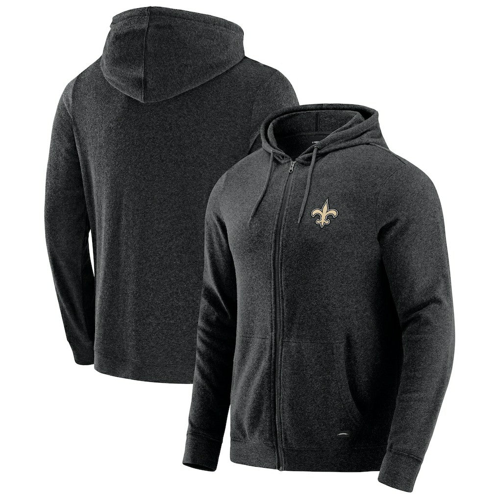 New Orleans Saints J. Palmer Players Lounge Tri-Blend Full-Zip Hoodie Dark Heather Gray | NFL