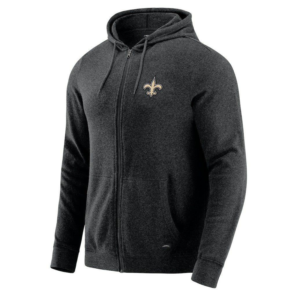 New Orleans Saints J. Palmer Players Lounge Tri-Blend Full-Zip Hoodie Dark Heather Gray | NFL