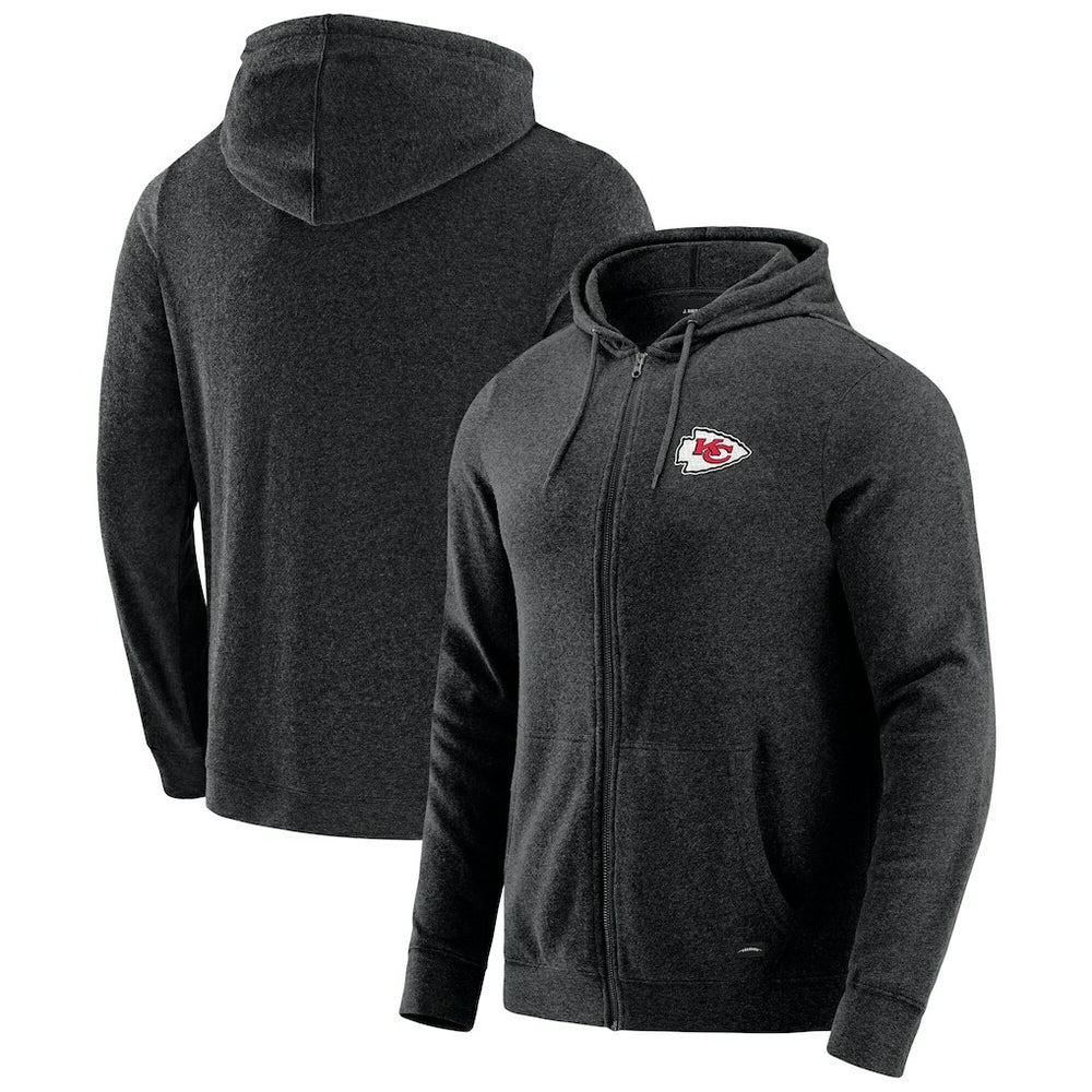 Kansas City Chiefs J. Palmer Players Lounge Tri-Blend Full-Zip Hoodie Dark Heather Gray | NFL