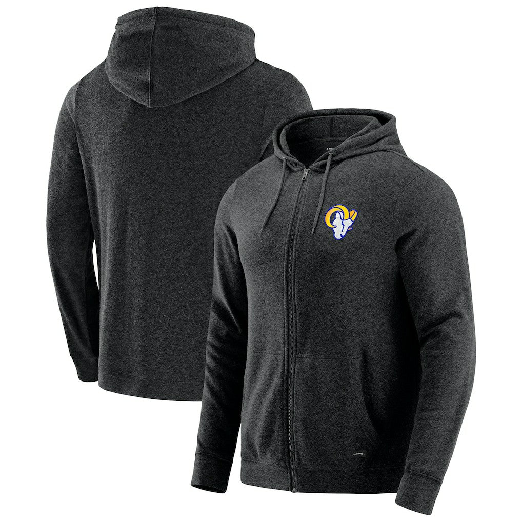 Los Angeles Rams J. Palmer Players Lounge Tri-Blend Full-Zip Hoodie Dark Heather Gray | NFL