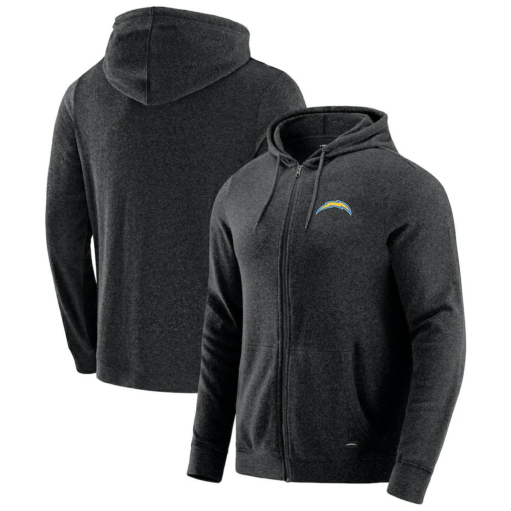 Los Angeles Chargers J. Palmer Players Lounge Tri-Blend Full-Zip Hoodie Dark Heather Gray | NFL