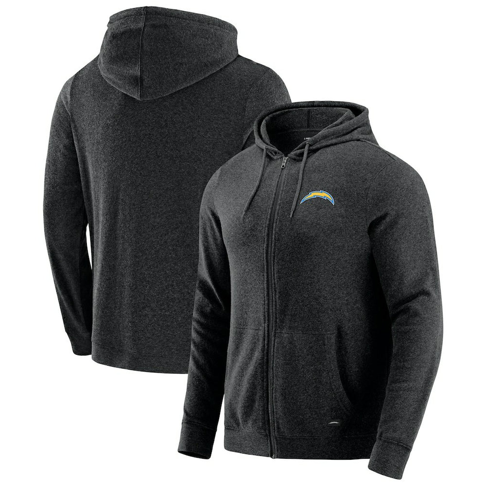 Los Angeles Chargers J. Palmer Players Lounge Tri-Blend Full-Zip Hoodie Dark Heather Gray | NFL
