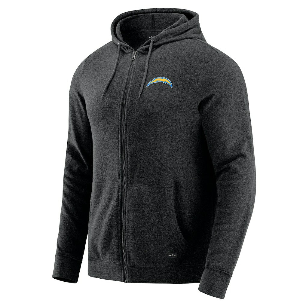 Los Angeles Chargers J. Palmer Players Lounge Tri-Blend Full-Zip Hoodie Dark Heather Gray | NFL