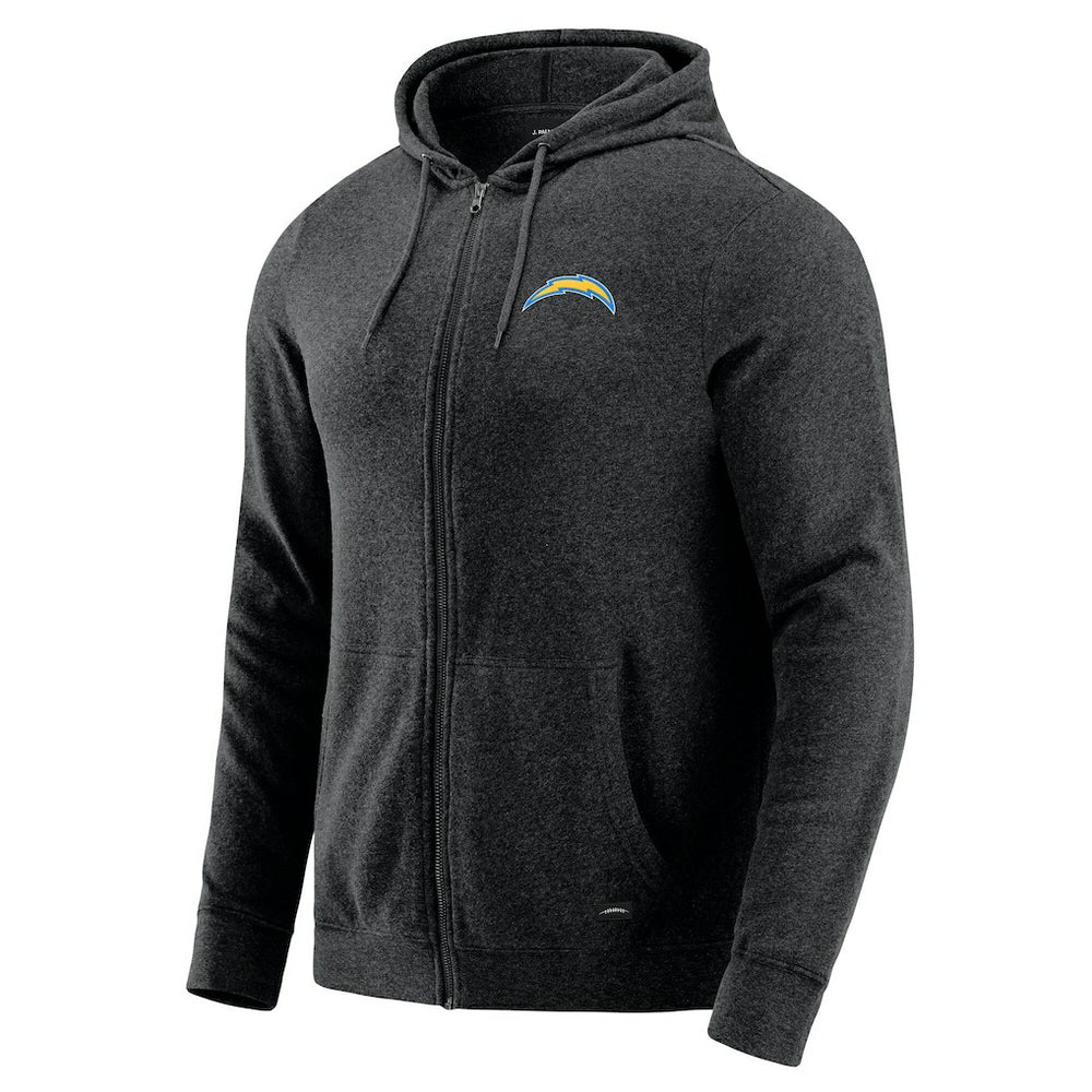 Los Angeles Chargers J. Palmer Players Lounge Tri-Blend Full-Zip Hoodie Dark Heather Gray | NFL