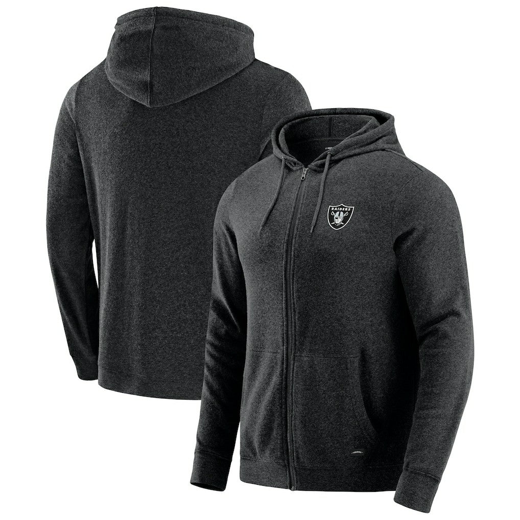 Las Vegas Raiders J. Palmer Players Lounge Tri-Blend Full-Zip Hoodie Dark Heather Gray | NFL