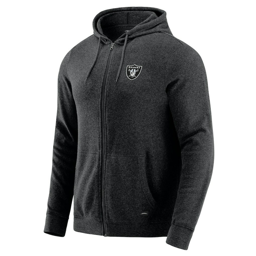 Las Vegas Raiders J. Palmer Players Lounge Tri-Blend Full-Zip Hoodie Dark Heather Gray | NFL