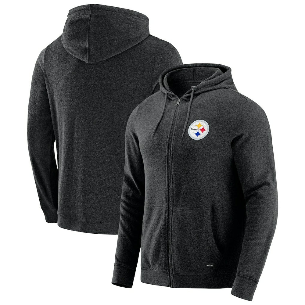 Pittsburgh Steelers J. Palmer Players Lounge Tri-Blend Full-Zip Hoodie Dark Heather Gray | NFL