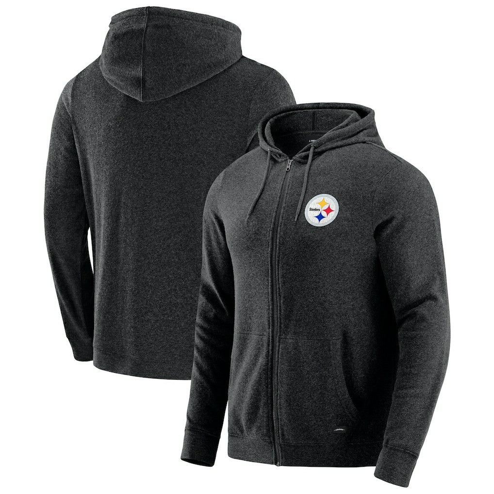 Pittsburgh Steelers J. Palmer Players Lounge Tri-Blend Full-Zip Hoodie Dark Heather Gray | NFL