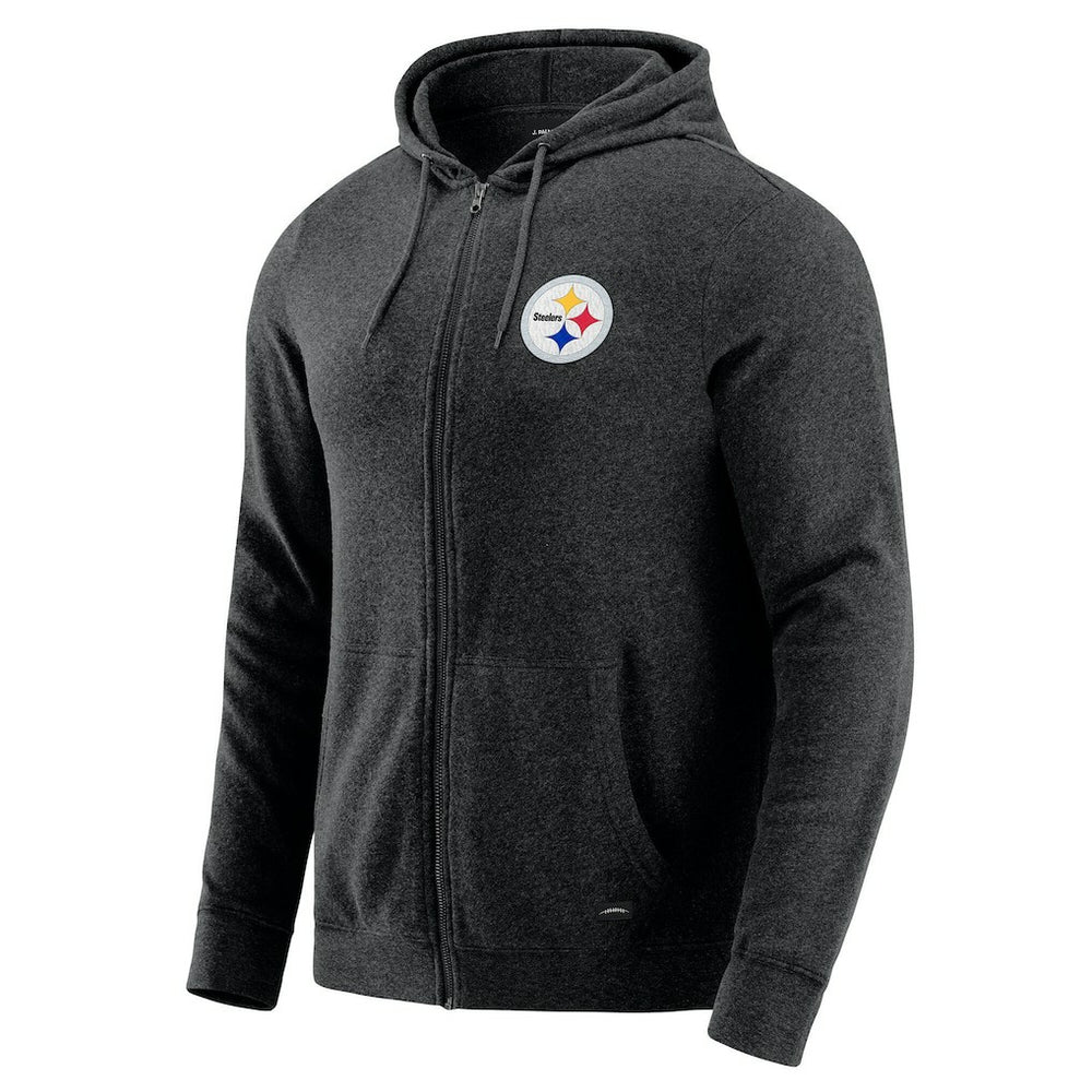 Pittsburgh Steelers J. Palmer Players Lounge Tri-Blend Full-Zip Hoodie Dark Heather Gray | NFL