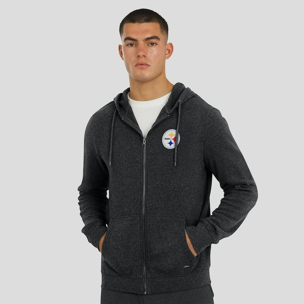 Pittsburgh Steelers J. Palmer Players Lounge Tri-Blend Full-Zip Hoodie Dark Heather Gray | NFL
