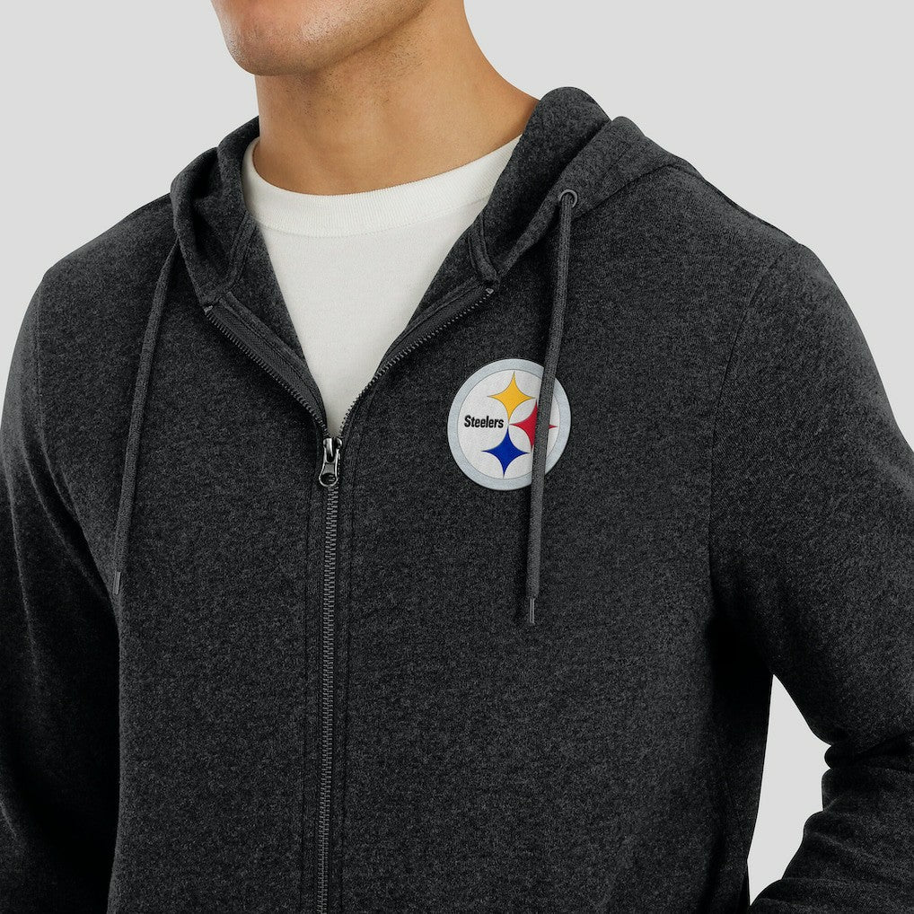 Pittsburgh Steelers J. Palmer Players Lounge Tri-Blend Full-Zip Hoodie Dark Heather Gray | NFL