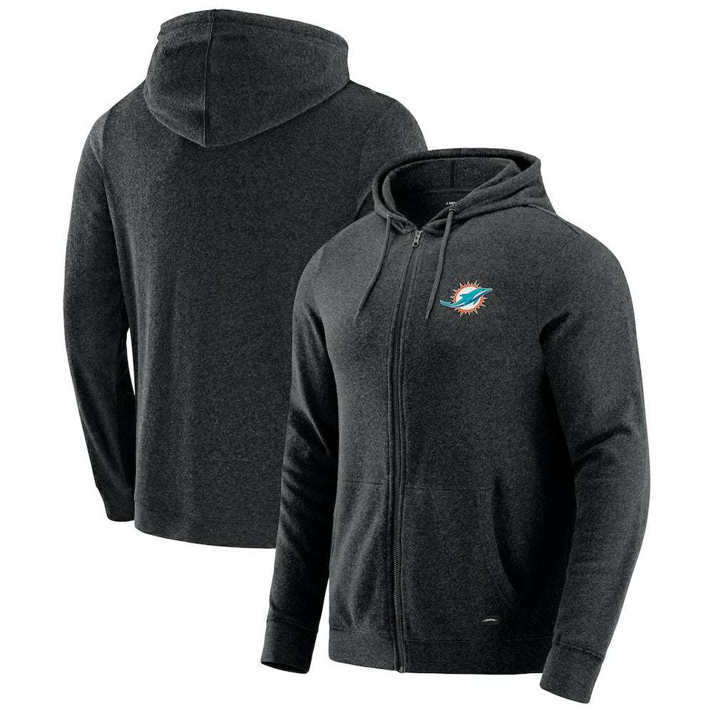 Miami Dolphins J. Palmer Players Lounge Tri-Blend Full-Zip Hoodie Dark Heather Gray | NFL