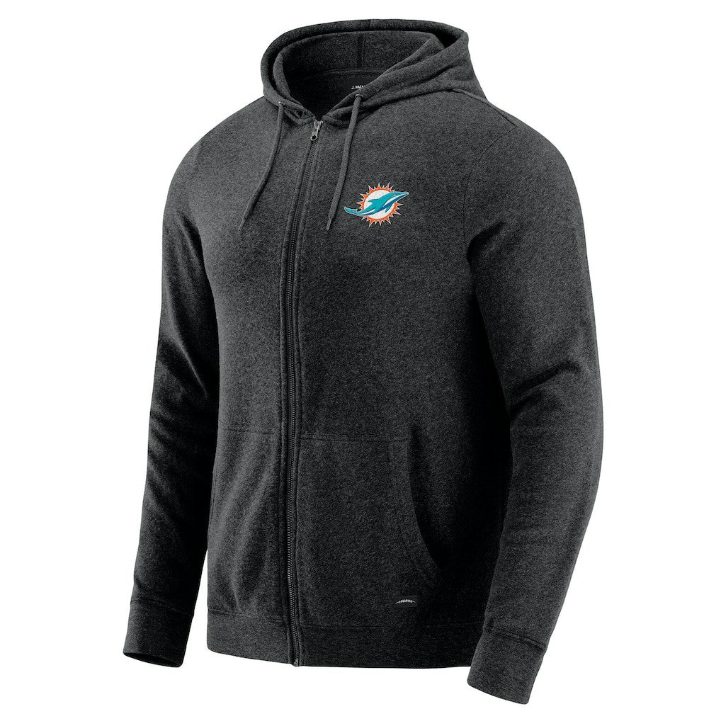 Miami Dolphins J. Palmer Players Lounge Tri-Blend Full-Zip Hoodie Dark Heather Gray | NFL