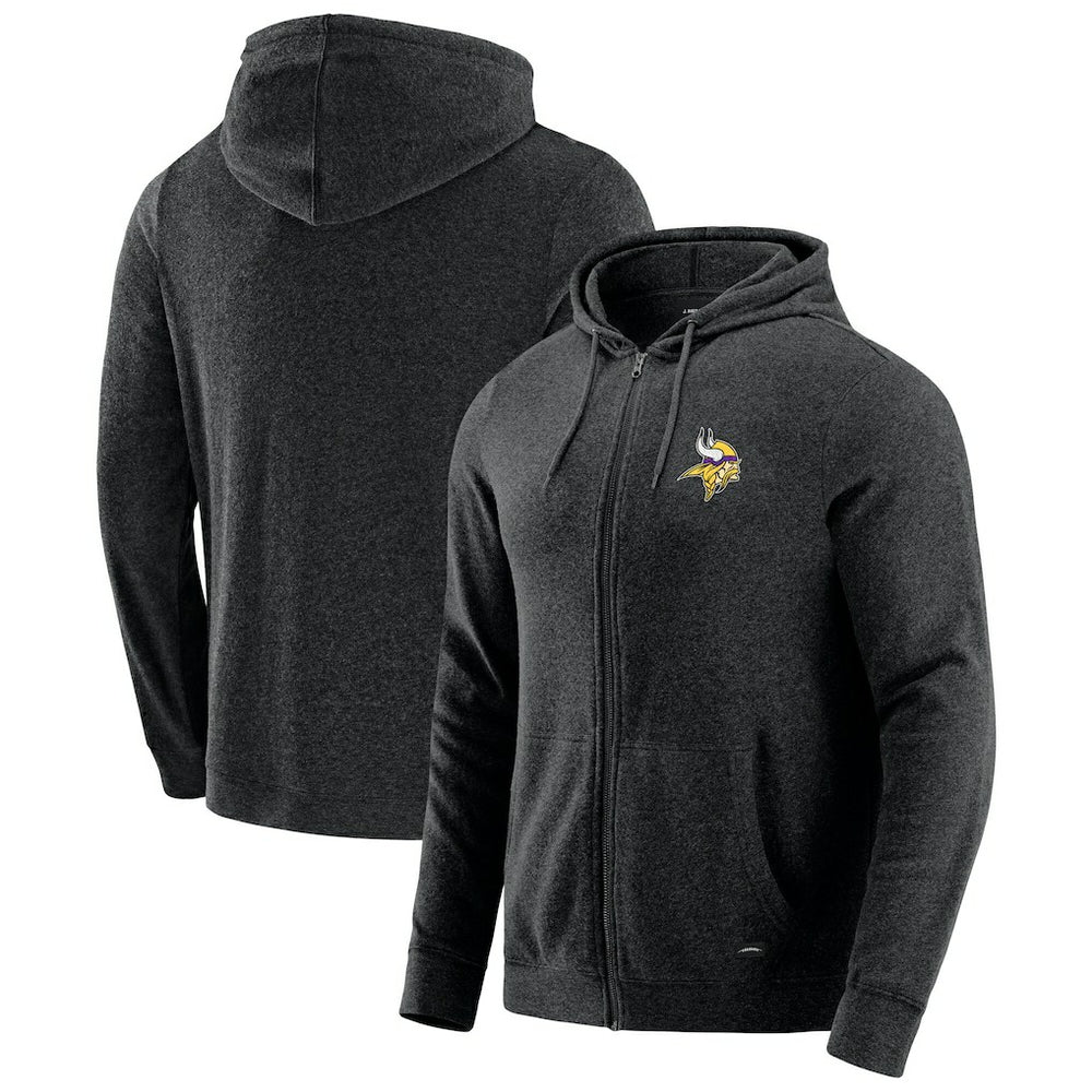 Minnesota Vikings J. Palmer Players Lounge Tri-Blend Full-Zip Hoodie Dark Heather Gray | NFL