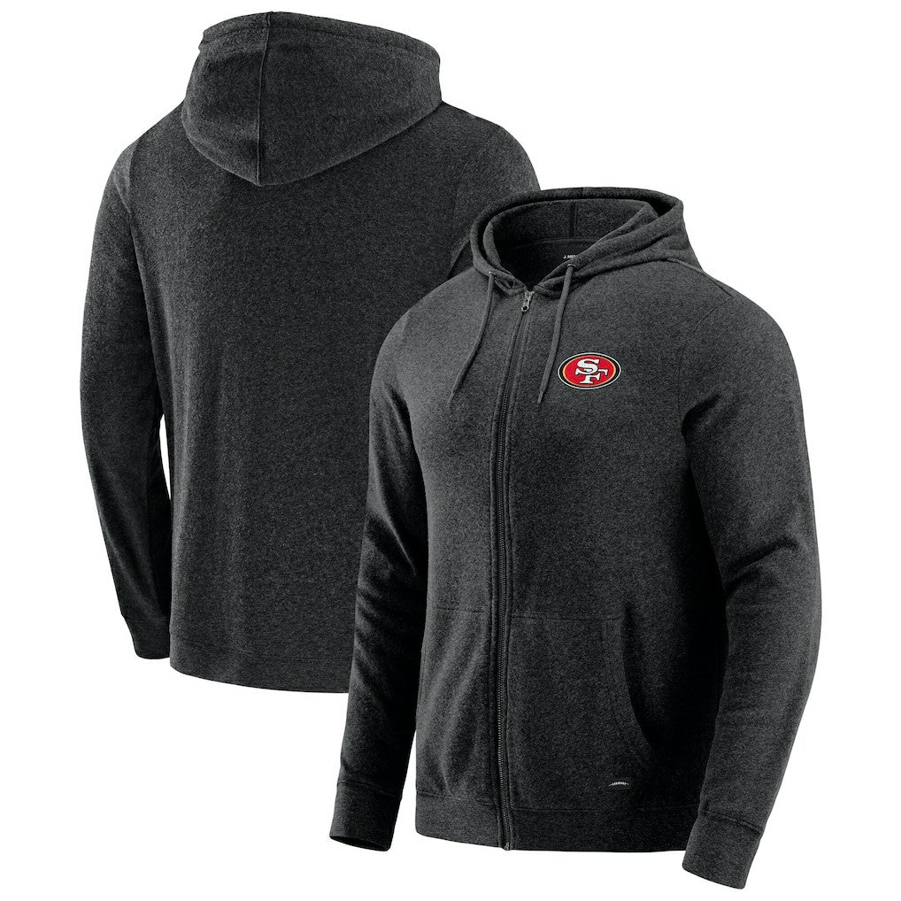 San Francisco 49ers J. Palmer Players Lounge Tri-Blend Full-Zip Hoodie Dark Heather Gray | NFL