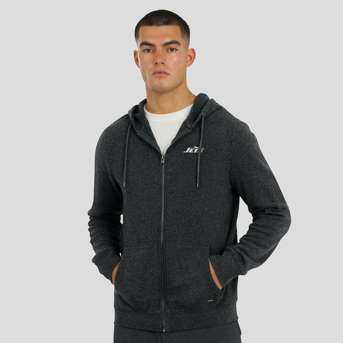 New York Jets J. Palmer Players Lounge Tri-Blend Full-Zip Hoodie Dark Heather Gray | NFL