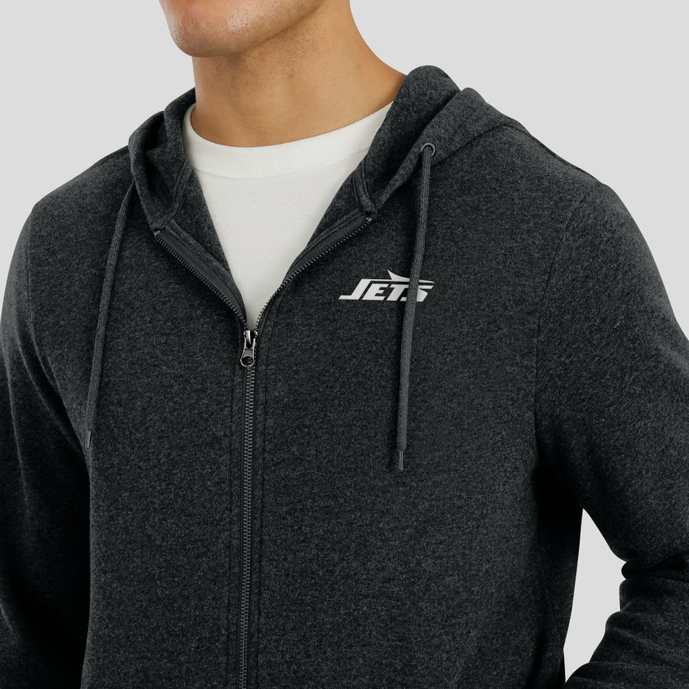 New York Jets J. Palmer Players Lounge Tri-Blend Full-Zip Hoodie Dark Heather Gray | NFL