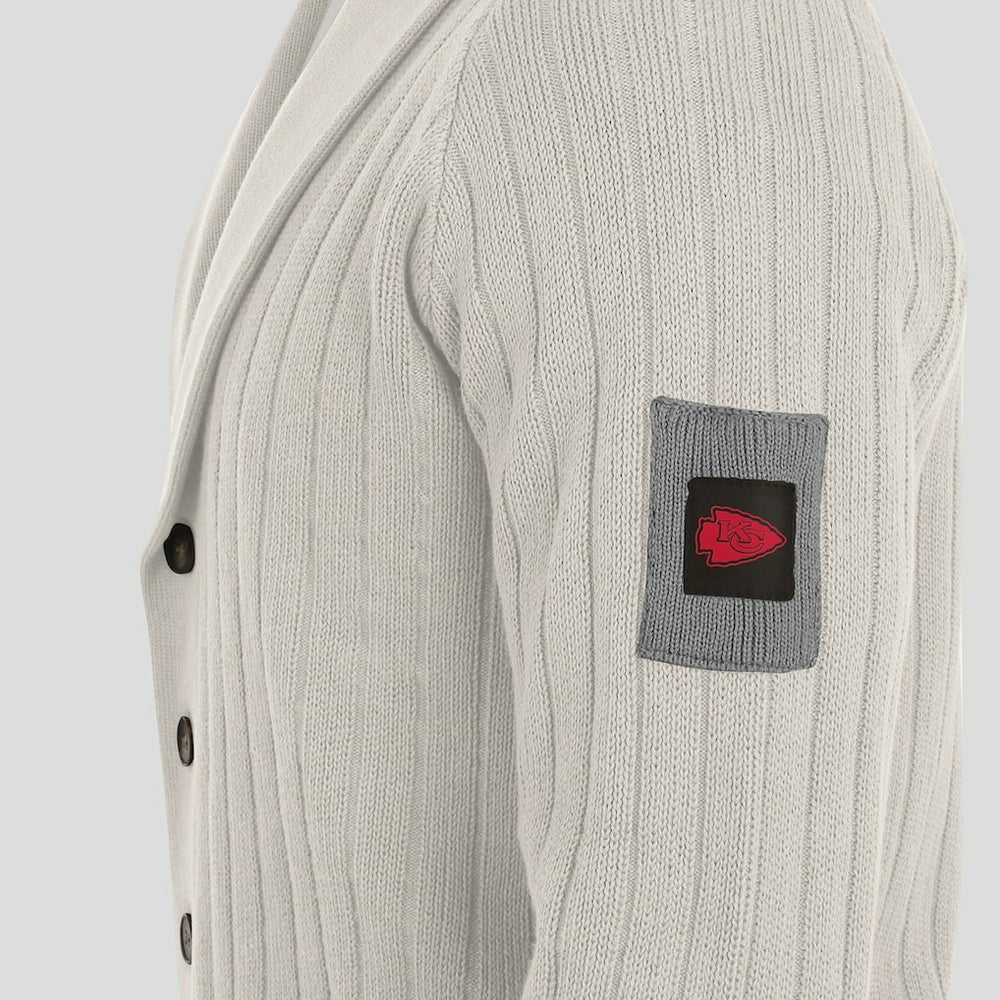 Kansas City Chiefs J. Palmer The Playmaker Cardigan Raglan Sweater Gray | NFL