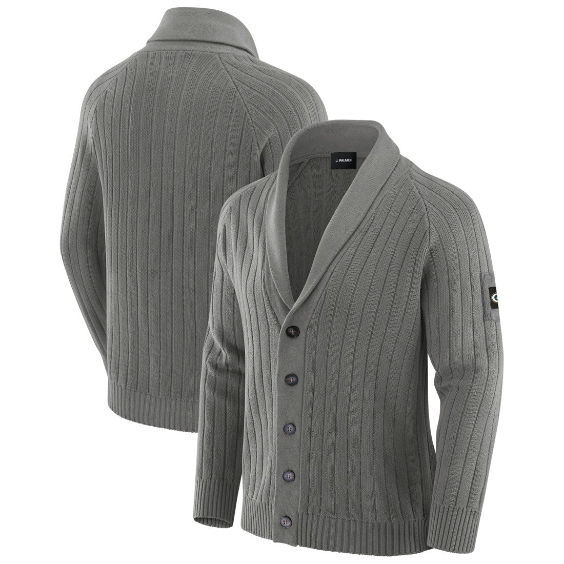 Green Bay Packers J. Palmer The Playmaker Cardigan Raglan Sweater Graphite | NFL