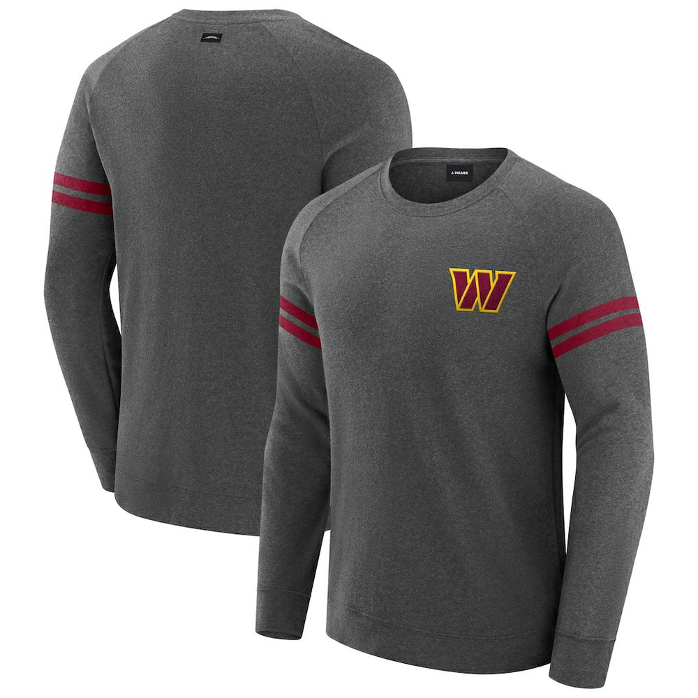 Washington Commanders J. Palmer Players Lounge Raglan Tri-Blend Sweatshirt Dark Heather Gray | NFL