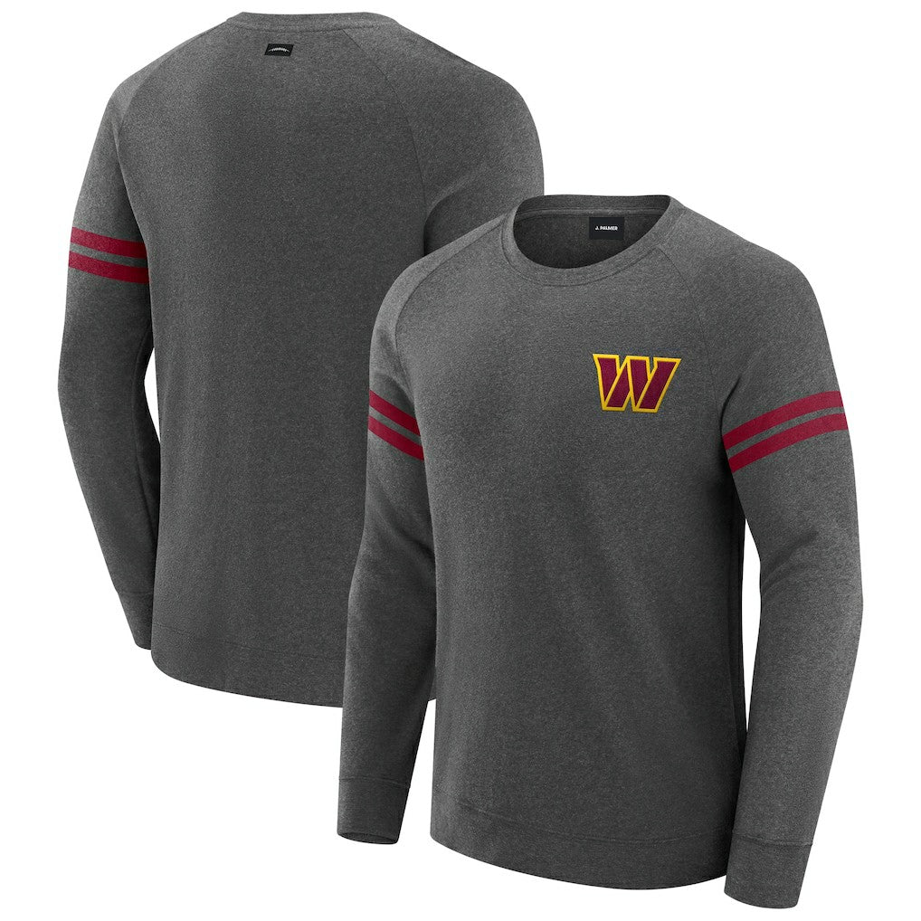 Washington Commanders J. Palmer Players Lounge Raglan Tri-Blend Sweatshirt Dark Heather Gray | NFL