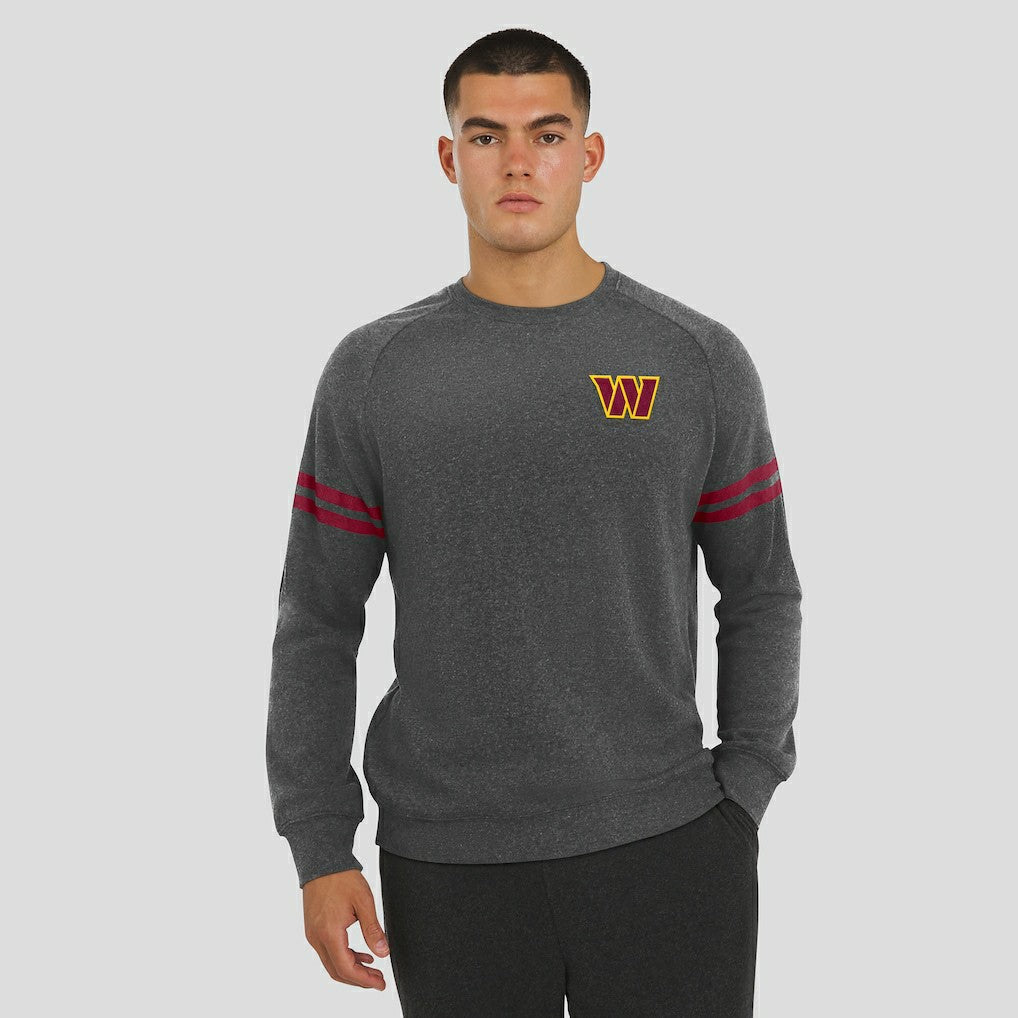 Washington Commanders J. Palmer Players Lounge Raglan Tri-Blend Sweatshirt Dark Heather Gray | NFL