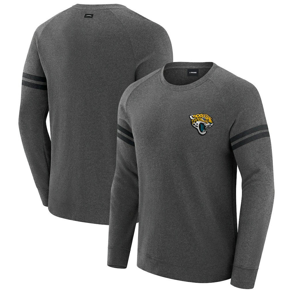 Jacksonville Jaguars J. Palmer Players Lounge Raglan Tri-Blend Sweatshirt Dark Heather Gray | NFL