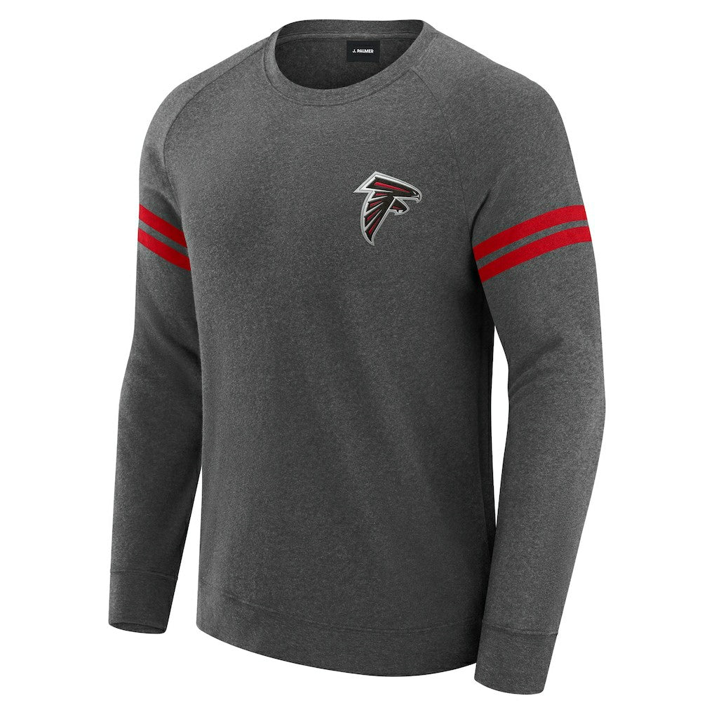 Atlanta Falcons J. Palmer Players Lounge Raglan Tri-Blend Sweatshirt Dark Heather Gray | NFL
