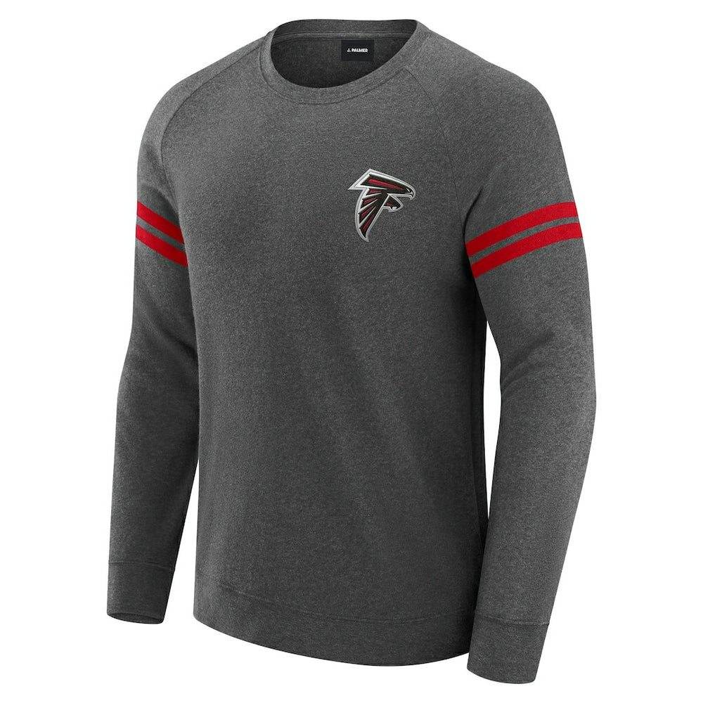 Atlanta Falcons J. Palmer Players Lounge Raglan Tri-Blend Sweatshirt Dark Heather Gray | NFL