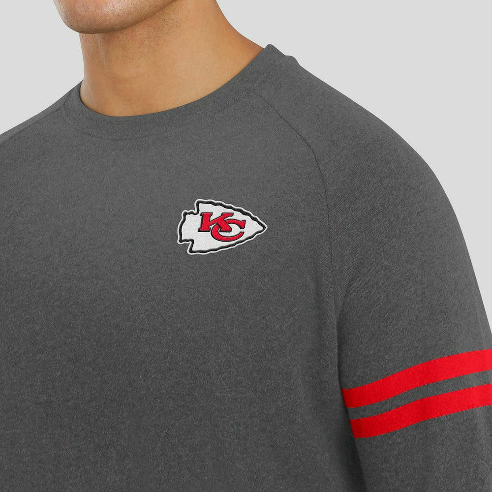 Kansas City Chiefs J. Palmer Players Lounge Raglan Tri-Blend Sweatshirt Dark Heather Gray | NFL