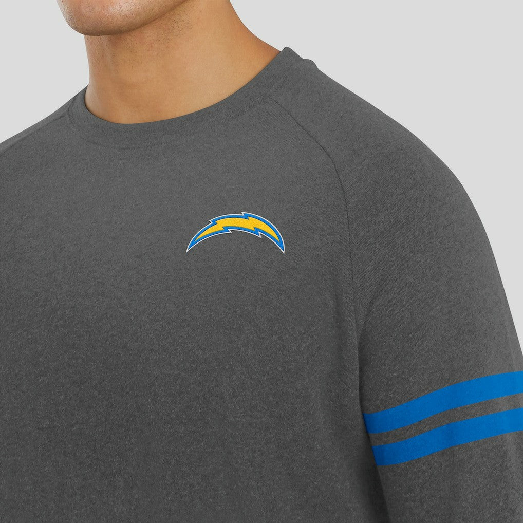 Los Angeles Chargers J. Palmer Players Lounge Raglan Tri-Blend Sweatshirt Dark Heather Gray | NFL