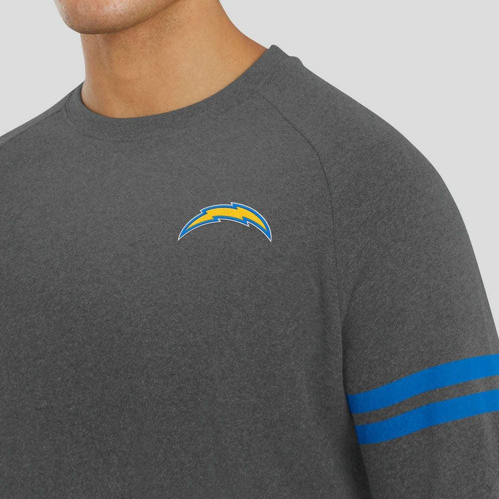 Los Angeles Chargers J. Palmer Players Lounge Raglan Tri-Blend Sweatshirt Dark Heather Gray | NFL